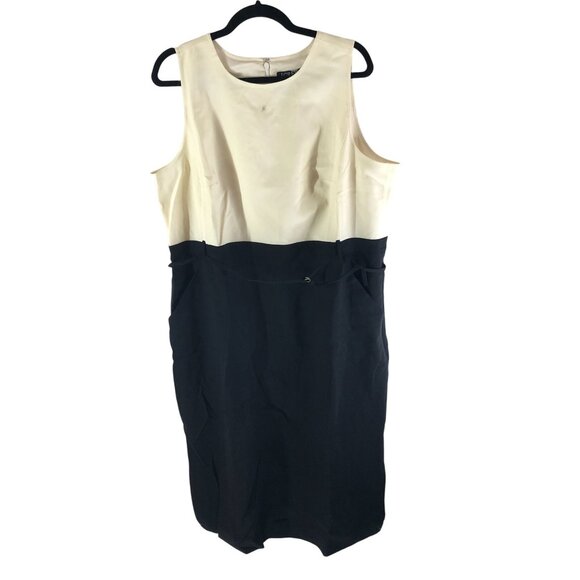 J Crew Simone Dress In Italian Stretch Merino Wool Blend Sheath Ivory Black 20 - Picture 2 of 7